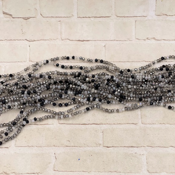 Metallic Black Mix Crystal Faceted Rondelle 3x2mm Full Strand Jewelry - Picture 1 of 1